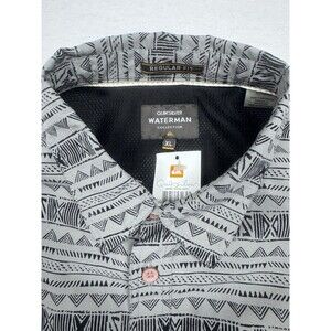Quiksilver Waterman Wake Koro Miri Button Down with Back Vent Grey Men XL